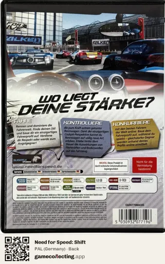 Need for Speed: Shift Computer, Germany box back