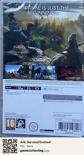 Ark: Survival Evolved Nintendo Switch, PAL box back