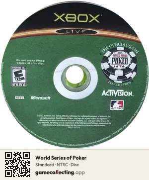 World Series of Poker Xbox, NTSC disc