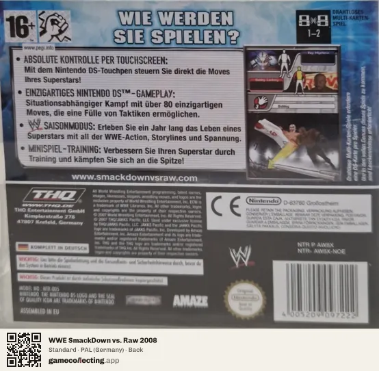 WWE SmackDown vs. Raw 2008 Nintendo DS, Germany box back
