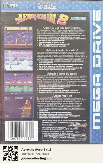 Aero the Acro-Bat 2 Sega Mega Drive / Genesis, PAL box back