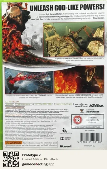 Prototype 2 Xbox 360, PAL box back