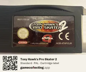 Tony Hawk's Pro Skater 2 Game Boy Advance, PAL cartridge label