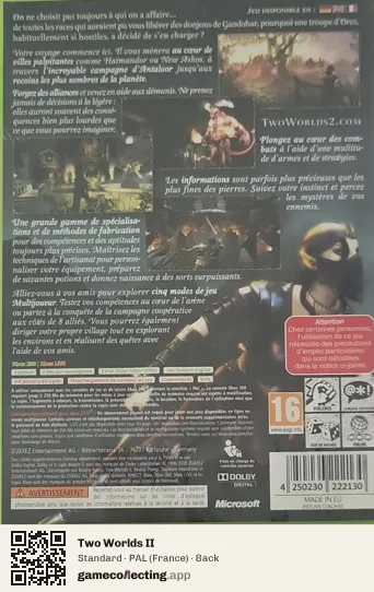 Two Worlds II Xbox 360, France box back