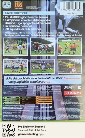 Pro Evolution Soccer 4 Xbox, Italy box back
