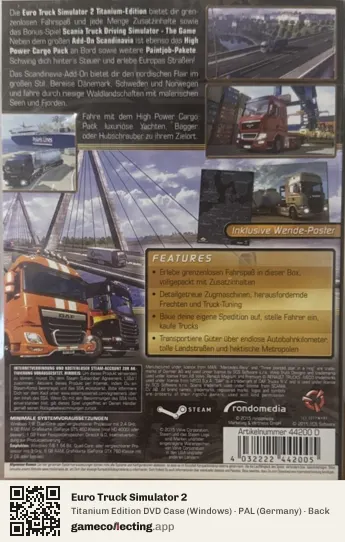 Euro Truck Simulator 2 Computer, Germany box back