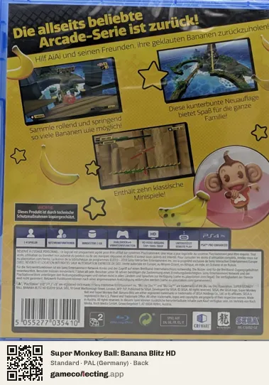 Super Monkey Ball: Banana Blitz HD PlayStation 4, Germany box back