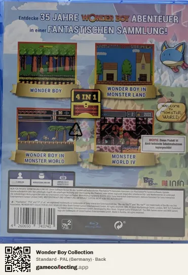Wonder Boy Collection PlayStation 4, Germany box back