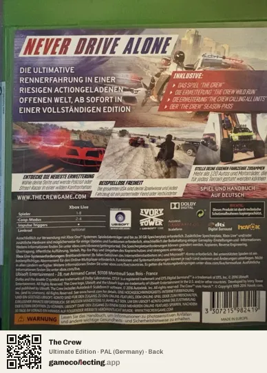 The Crew Xbox One, Germany box back