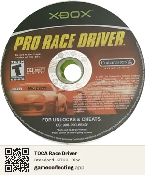 TOCA Race Driver Xbox, NTSC disc