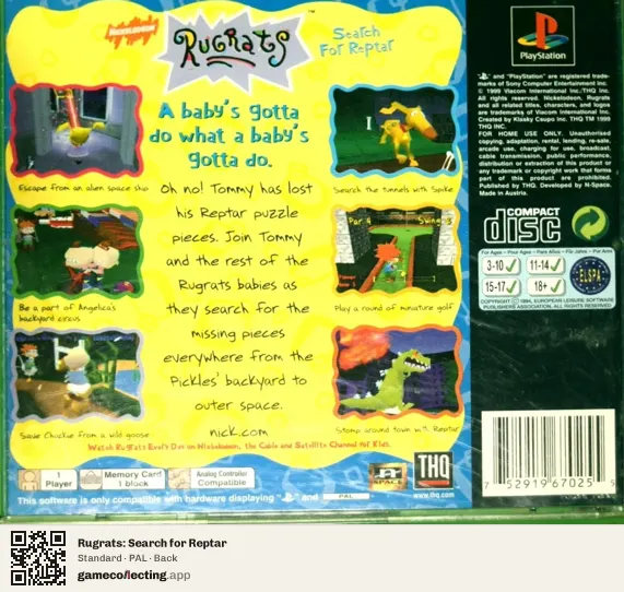 Rugrats: Search for Reptar PlayStation, PAL box back