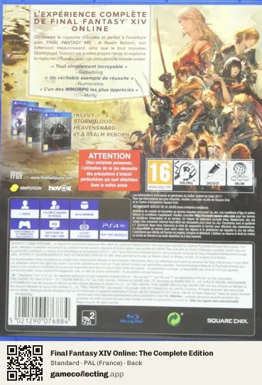 Final Fantasy XIV Online: The Complete Edition PlayStation 4, France box back
