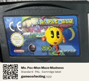 Ms. Pac-Man Maze Madness Game Boy Advance, PAL cartridge label