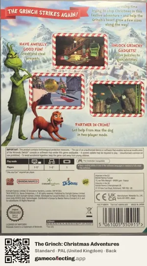 The Grinch: Christmas Adventures Nintendo Switch, United Kingdom box back
