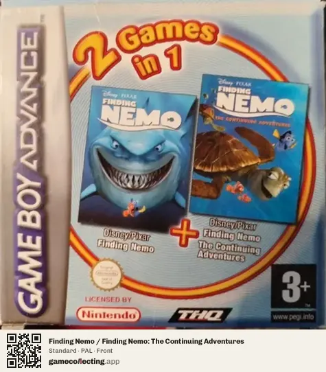 Finding Nemo / Finding Nemo: The Continuing Adventures Game Boy Advance, PAL box front