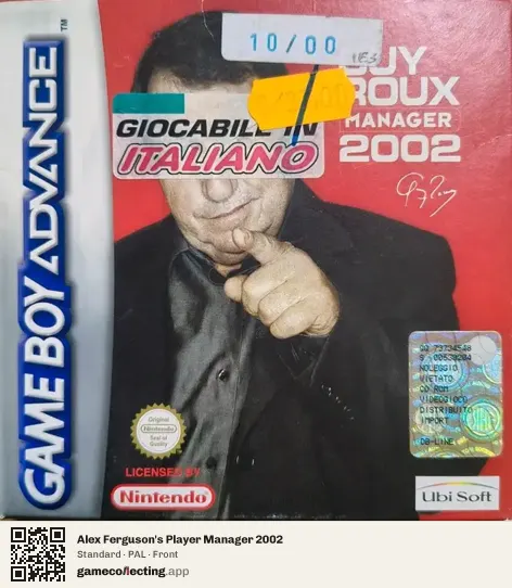 Alex Ferguson's Player Manager 2002 Game Boy Advance, PAL box front