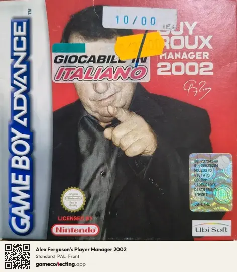 Alex Ferguson's Player Manager 2002 Game Boy Advance, PAL box front