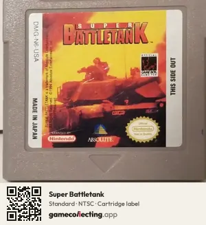 Super Battletank Game Boy, NTSC cartridge label