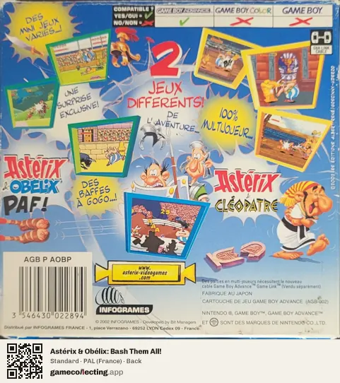 Astérix & Obélix: Bash Them All! Game Boy Advance, France box back