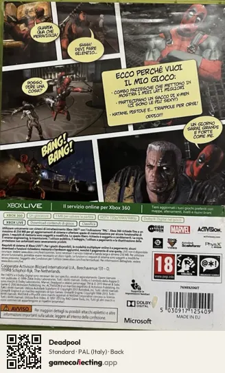 Deadpool Xbox 360, Italy box back