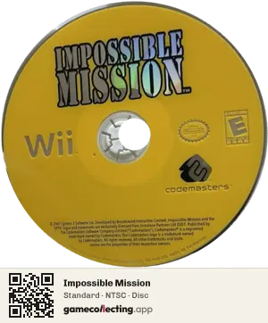 Impossible Mission Nintendo Wii, NTSC disc
