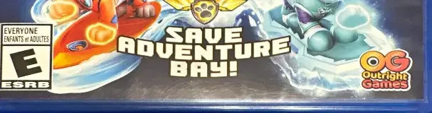 PAW Patrol Mighty Pups: Save Adventure Bay, the ESRB box on its front