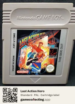 Last Action Hero Game Boy, PAL cartridge label