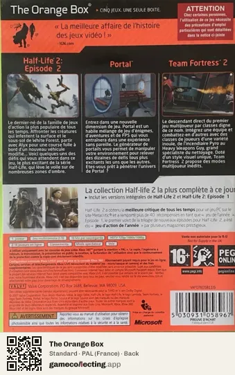 The Orange Box Xbox 360, France box back