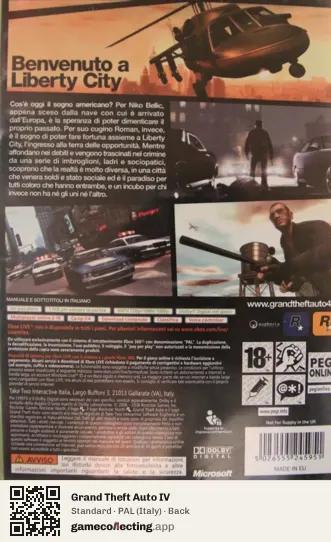 Grand Theft Auto IV Xbox 360, Italy box back