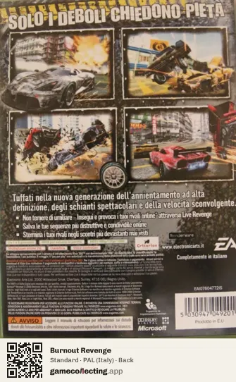 Burnout Revenge Xbox 360, Italy box back