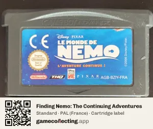 Finding Nemo: The Continuing Adventures Game Boy Advance, PAL cartridge label