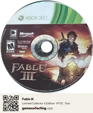 Fable III Xbox 360, NTSC disc