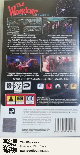 The Warriors PlayStation Portable, PAL box back