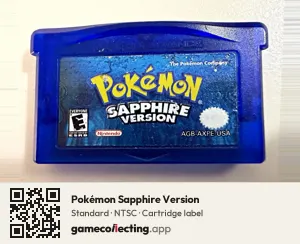 Pokémon Sapphire Version Game Boy Advance, NTSC cartridge label