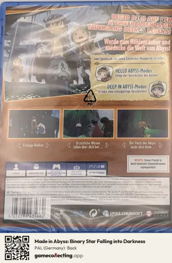 Made in Abyss: Binary Star Falling into Darkness PlayStation 4, Germany box back