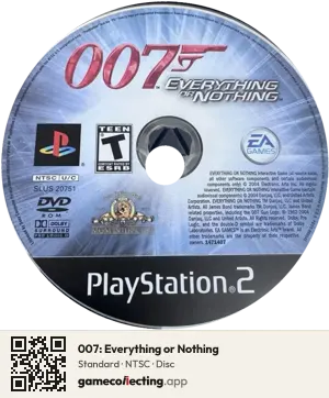 007: Everything or Nothing PlayStation 2, NTSC disc