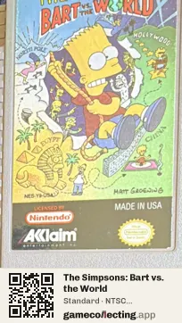 The Simpsons: Bart vs. the World Nintendo Entertainment System, NTSC cartridge label