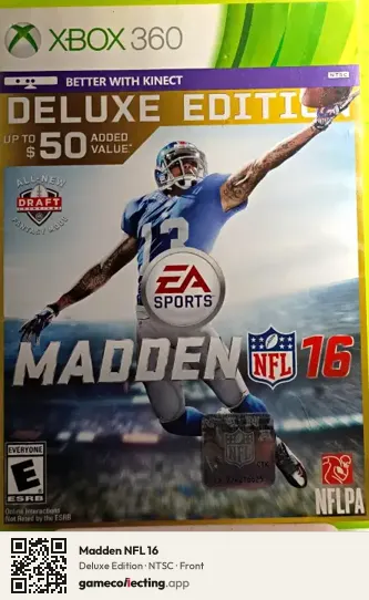 Madden NFL 16 Xbox 360, NTSC box front