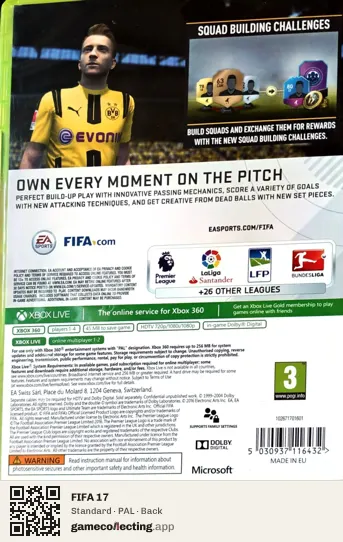 FIFA 17 Xbox 360, PAL box back
