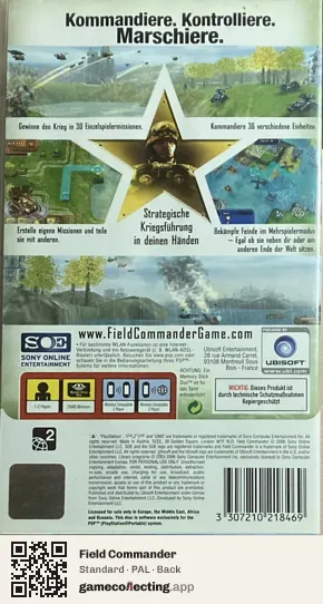 Field Commander PlayStation Portable, PAL box back