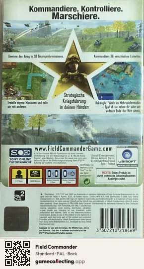 Field Commander PlayStation Portable, PAL box back
