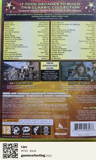 Lips Xbox 360, NTSC box back