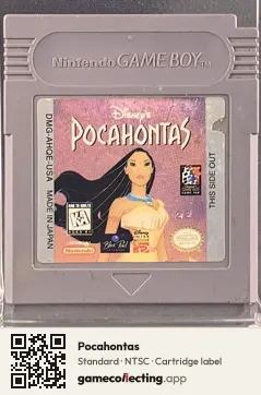 Pocahontas Game Boy, NTSC cartridge label