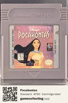 Pocahontas Game Boy, NTSC cartridge label