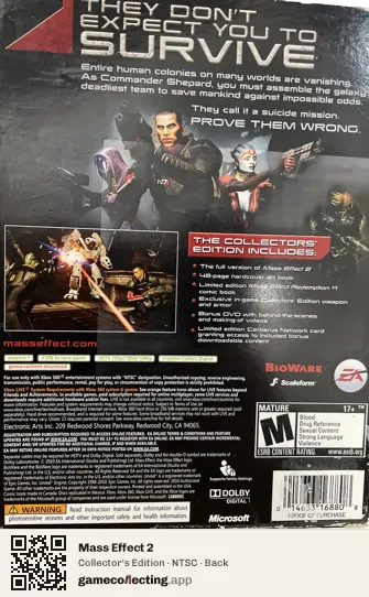 Mass Effect 2 Xbox 360, NTSC box back