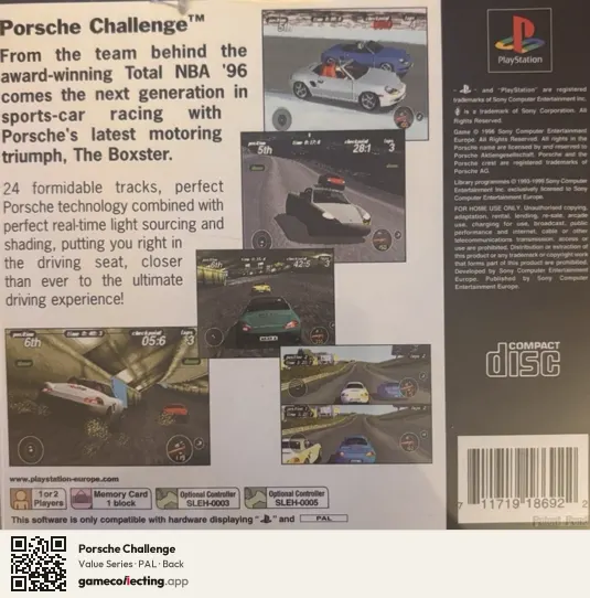 Porsche Challenge PlayStation, PAL box back