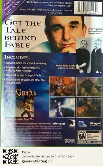 Fable Xbox, NTSC box back
