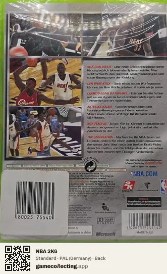 NBA 2K6 Xbox 360, Germany box back