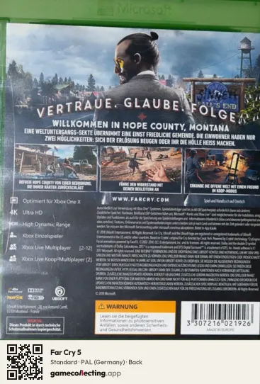 Far Cry 5 Xbox One, Germany box back
