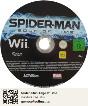 Spider-Man: Edge of Time Nintendo Wii, PAL disc